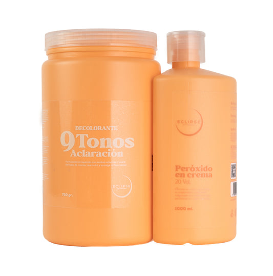 Decolorante  9 Tonos de aclaración 750 GR con Peróxido 1000 ML